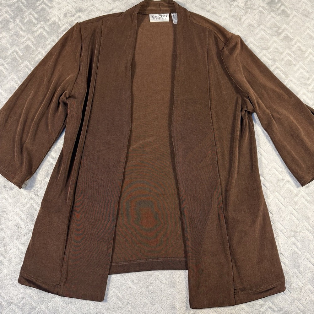 Chico's Women's Travelers Jacket Open Cardigan Size Small (0)‎ Cocoa Brown NWOT